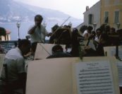 1965 European Tour with Sasha conducting the Orchestra in Menton on the French Riviera | “Sasha used his personal linguistic invention, Schmoekadores, in many different ways to mean a variety of things.  He might say ‘Play this passage with a little more Schmoekadores,’ meaning a little more emotion.  Or, ‘Let’s stop the Schmoekadores and get back to work.’ Or, ‘The greatest pleasures in life are making music, making chicken soup, and making Schmoekadores!’" -Isidore Cohen