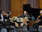 Kobi Malkin, Mitsuko Uchida, Peter Stumpf, Rosalind Ventris. Photo by Pete Checchia.