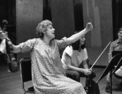 “Particularly for all the female string players (and this is not a sexist remark!), playing with Pina Carmirelli is a total joy as well as a shining idea. Her passion and, most of all, her power in communicating it is something to really aspire to, especially in contrast with her gentleness away from the violin.” <br>—Ida Levin. Photo by George Dimock.