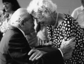 With Felix Galimir. Blanche Honegger Moyse herself used to say that "the secret to music is to never stop singing. Do it right because it is beautiful and you love it." Photo by Pete Checchia.