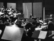 Conducting in Persons Auditorium, 1974. Photo by Woodrow Leung.