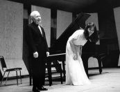 "Horszowski was the one who I learned how to listen from, for he didn’t do so much explaining. But the joy, humor and enthusiasm in the way he would play and demonstrate musical passages for me... that was unforgettable. To this day his naturality in playing still rings in me." —Cecile Licad<br><i>Mieczysław Horszowski, Cecile Licad. Photo by George Dimock.</i>