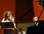Composed in memory of Felix Galimir, Kirchner's Duo No. 2 was premiered at Marlboro in 2002 by Ida Levin and Jeremy Denk. "We all came together at Marlboro early that July, with a few weeks in which to work with Leon on the piece," Levin recalled. "His warmth and intensity, and his embracing encouragement of our freedom to inhabit the piece was exhilarating from the first moment." | Levin and Denk perform Kirchner's Duo No. 2. Photo by Pete Checchia.