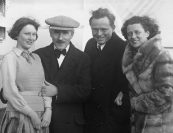 "I don’t give a damn about anything relating to success and advancement in the world… Our way of making music, Toscanini’s way, your, Rudi’s and mine (including my quartet), is nevertheless the right way and the 'enduring' way!” Busch wrote to his brother Fritz in 1927.  Fritz's son, Hans-Peter Busch, recalled an even blunter assessment of Toscanini's vis à vis Fritz, Adolf, and himself: "Your father is an ass, I am an ass. Adolf is a saint." | Busch with Frieda, Irene, and Arturo Toscanini on board the 'Albert Ballin', 1932.