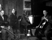 Violinist Sylvia Rosenberg recalls a 1951 performance by the Busch Trio, in which they performed Schubert’s E-flat Trio and Beethoven’s 'Archduke': "I remember listening to the Schubert E-flat Trio and feeling that it was the first time I was really hearing the piece. Sitting there in the dining room at Marlboro, it was really a revelation." Rosenberg, still a teenager in 1951, would go on to participate at Marlboro for four more summers, performing more than a dozen works, including Beethoven's 'Ghost' Trio. | Photo of the Busch Trio by Fred Plaut, 1951.