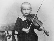In 1892, young Adolf began playing the violin "lying on the ground", then performed his first concert for 200 teachers in 1895, at age four. From the rich collection of instruments in their parents' home, each of the Busch children sought out what piqued their curiosity, gaining their first "stage" experience in dance bands, to which their father took them, and acquiring a comprehensive musical foundation that would inform their later academic education. | Photo from "Adolf Busch: Letters - Pictures - Memories, Volume One" compiled by Irene Busch Serkin.